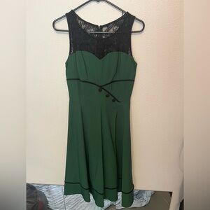 Elegant Green and Black Lace Dress